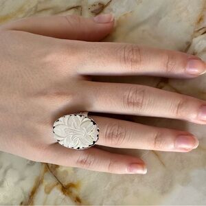 925 sterling silver real mother of pearl Floral Ring